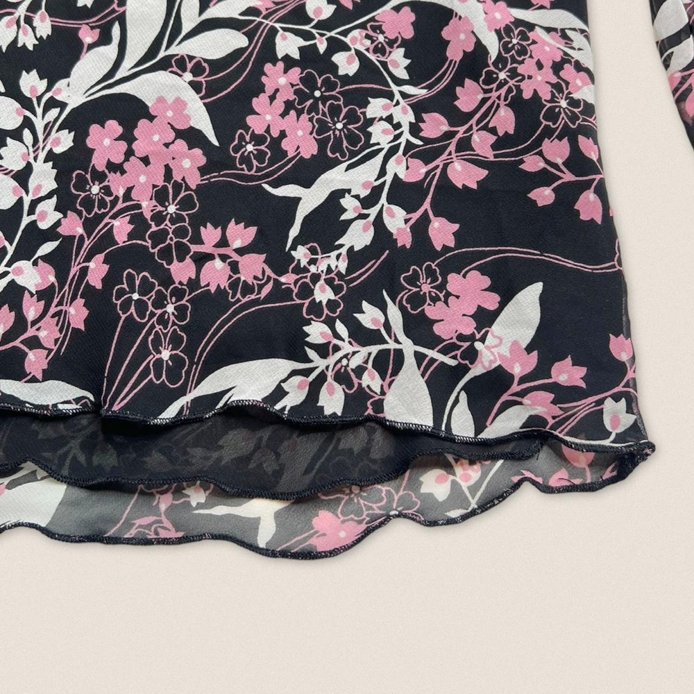 Y2K Floral Long Sleeve Blouse Top | Size Large | Apt. 9 | - Picture 2 of 4